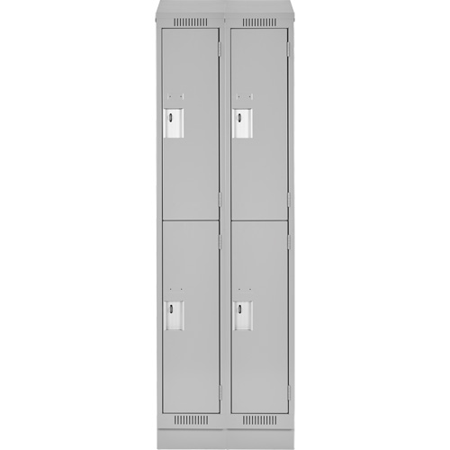 Clean Line Lockers, 2 -tier, Bank of 2, 24" x 18" x 82", Steel, Grey, Rivet (Assembled) Infinity Industrial Services Inc.
