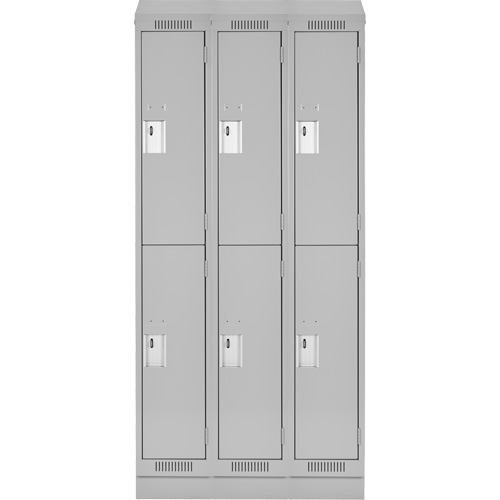 Clean Line Lockers, 2 -tier, Bank of 3, 36" x 18" x 82", Steel, Grey, Rivet (Assembled) Infinity Industrial Services Inc.
