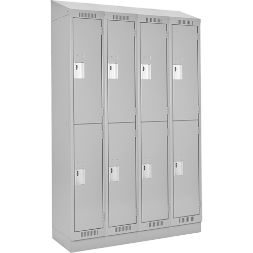 Clean Line Lockers, 2 -tier, Bank of 4, 48" x 18" x 82", Steel, Grey, Rivet (Assembled) Infinity Industrial Services Inc.