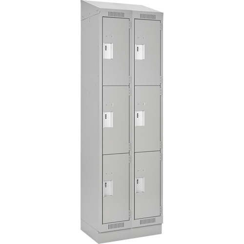 Clean Line Lockers, 3 -tier, Bank of 2, 24" x 18" x 82", Steel, Grey, Rivet (Assembled) Infinity Industrial Services Inc.