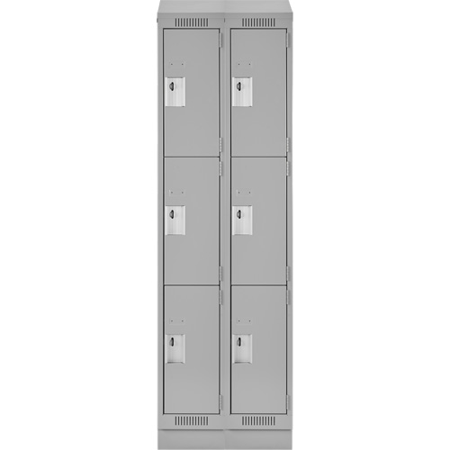 Clean Line Lockers, 3 -tier, Bank of 2, 24" x 18" x 82", Steel, Grey, Rivet (Assembled) Infinity Industrial Services Inc.