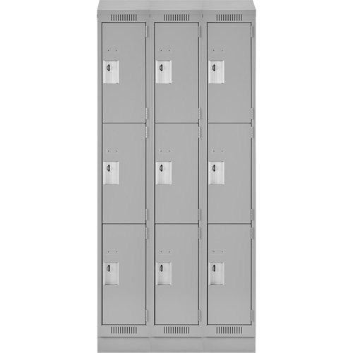 Clean Line Lockers, 3 -tier, Bank of 3, 36" x 18" x 82", Steel, Grey, Rivet (Assembled) Infinity Industrial Services Inc.