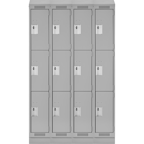 Clean Line Lockers, 3 -tier, Bank of 4, 48" x 18" x 82", Steel, Grey, Rivet (Assembled) Infinity Industrial Services Inc.