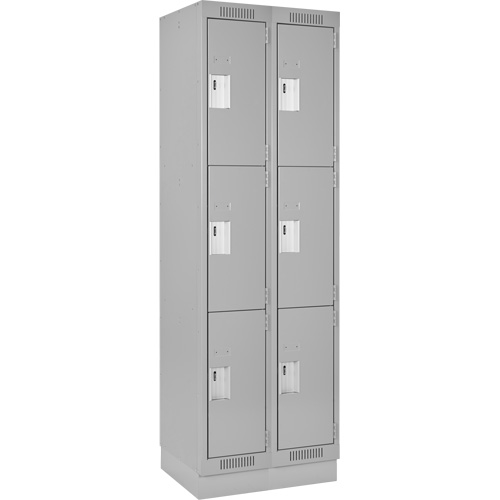 Clean Line Lockers, 3 -tier, Bank of 2, 24" x 18" x 76", Steel, Grey, Rivet (Assembled) Infinity Industrial Services Inc.
