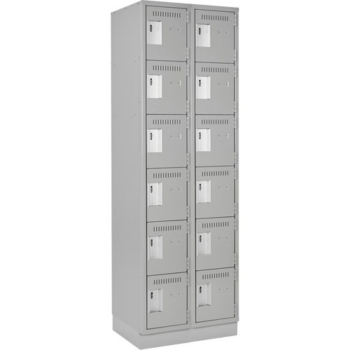 Clean Line Lockerette, 6 -tier, Bank of 2, 24" x 18" x 76", Steel, Grey, Rivet (Assembled) Infinity Industrial Services Inc.