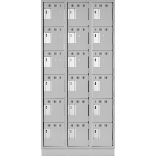 Clean Line Lockerette, 6 -tier, Bank of 3, 36" x 18" x 76", Steel, Grey, Rivet (Assembled) Infinity Industrial Services Inc.