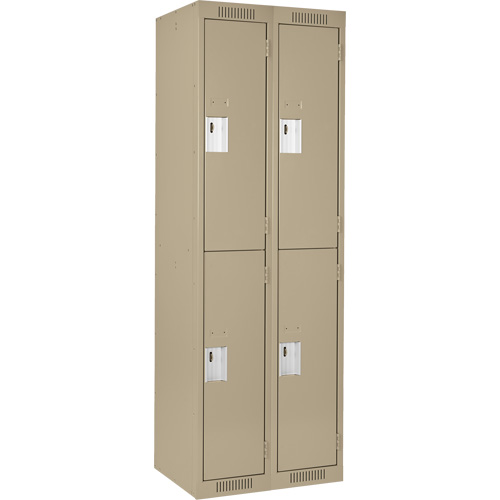 Clean Line Lockers, 2 -tier, Bank of 2, 24" x 18" x 72", Steel, Beige, Rivet (Assembled) Infinity Industrial Services Inc.