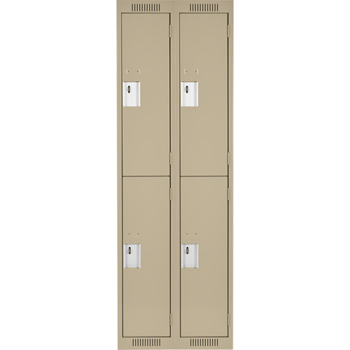 Clean Line Lockers, 2 -tier, Bank of 2, 24" x 18" x 72", Steel, Beige, Rivet (Assembled) Infinity Industrial Services Inc.