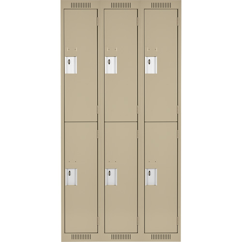 Clean Line Lockers, 2 -tier, Bank of 3, 36" x 18" x 72", Steel, Beige, Rivet (Assembled) Infinity Industrial Services Inc.