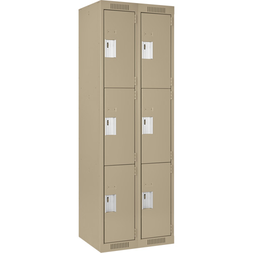 Clean Line Lockers, 3 -tier, Bank of 2, 24" x 18" x 72", Steel, Beige, Rivet (Assembled) Infinity Industrial Services Inc.