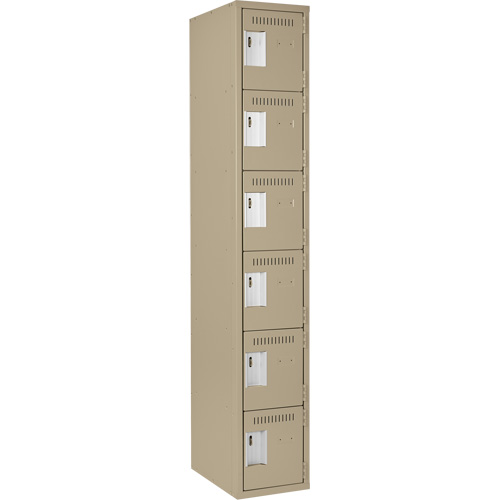 Clean Line Lockerette, 6 -tier, 12" x 18" x 72", Steel, Beige, Rivet (Assembled) Infinity Industrial Services Inc.