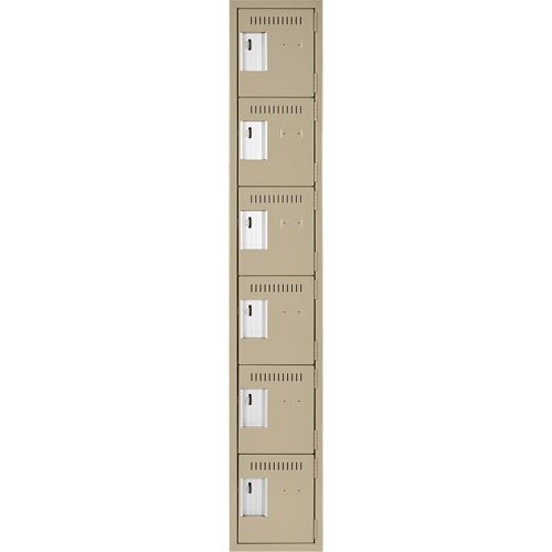 Clean Line Lockerette, 6 -tier, 12" x 18" x 72", Steel, Beige, Rivet (Assembled) Infinity Industrial Services Inc.