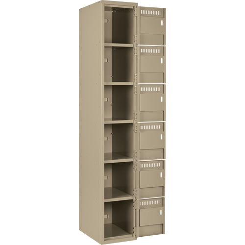 Clean Line Lockerette, 6 -tier, Bank of 3, 36" x 18" x 72", Steel, Beige, Rivet (Assembled) Infinity Industrial Services Inc.
