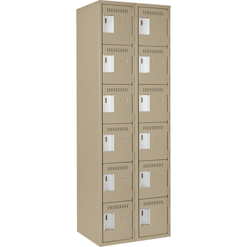 Clean Line Lockerette, 6 -tier, Bank of 2, 24" x 18" x 72", Steel, Beige, Rivet (Assembled) Infinity Industrial Services Inc.