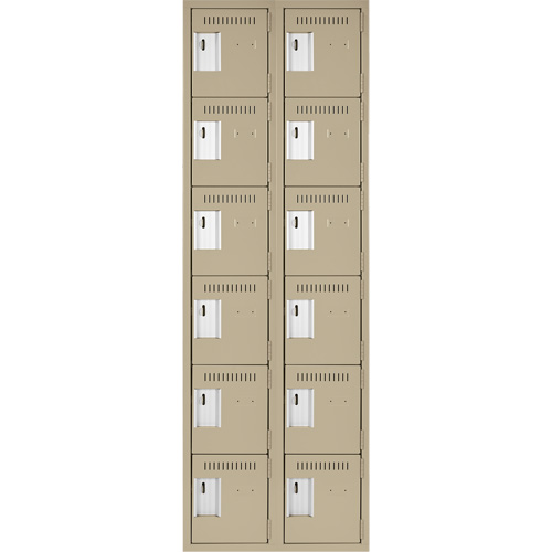 Clean Line Lockerette, 6 -tier, Bank of 2, 24" x 18" x 72", Steel, Beige, Rivet (Assembled) Infinity Industrial Services Inc.