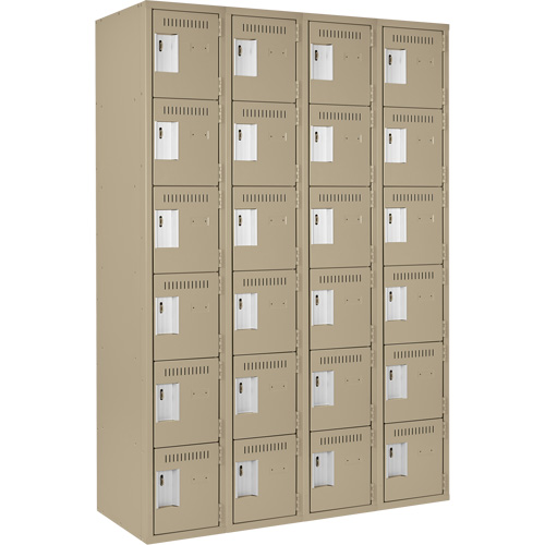 Clean Line Lockerette, 6 -tier, Bank of 4, 48" x 18" x 72", Steel, Beige, Rivet (Assembled) Infinity Industrial Services Inc.