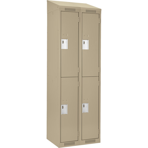 Casiers Clean Line, 2 niveaux, Bloc de 2, 24" x 18" x 78", Acier, Beige, Rivet (assembl&eacute;) Infinity Industrial Services Inc.