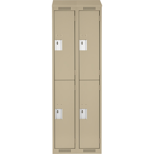 Casiers Clean Line, 2 niveaux, Bloc de 2, 24" x 18" x 78", Acier, Beige, Rivet (assembl&eacute;) Infinity Industrial Services Inc.