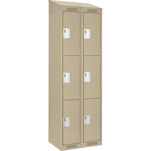 Clean Line Lockers, 3 -tier, Bank of 2, 24" x 18" x 78", Steel, Beige, Rivet (Assembled) Infinity Industrial Services Inc.