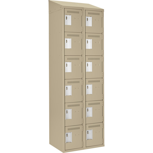 Clean Line Lockerette, 6 -tier, Bank of 2, 24" x 18" x 78", Steel, Beige, Rivet (Assembled) Infinity Industrial Services Inc.