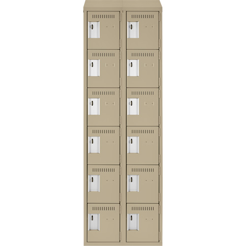 Clean Line Lockerette, 6 -tier, Bank of 2, 24" x 18" x 78", Steel, Beige, Rivet (Assembled) Infinity Industrial Services Inc.