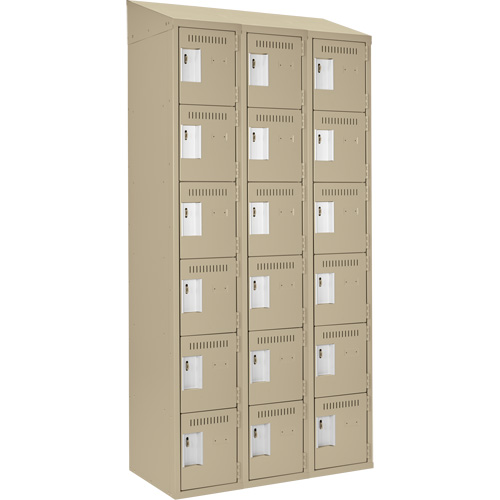 Clean Line Lockerette, 6 -tier, Bank of 3, 36" x 18" x 78", Steel, Beige, Rivet (Assembled) Infinity Industrial Services Inc.