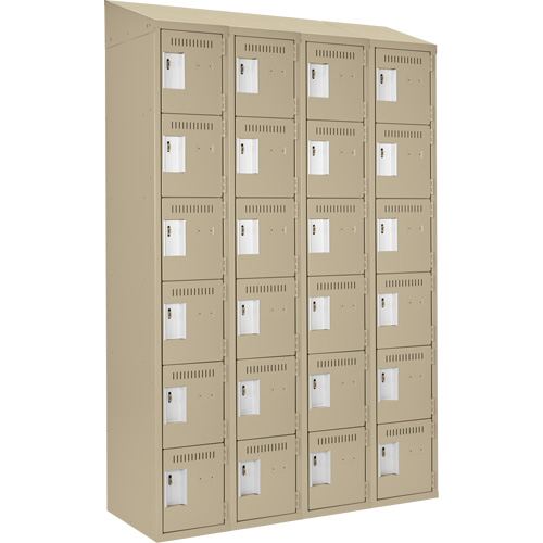 Clean Line Lockerette, 6 -tier, Bank of 4, 48" x 18" x 78", Steel, Beige, Rivet (Assembled) Infinity Industrial Services Inc.