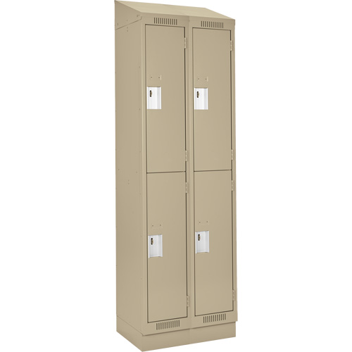 Clean Line Lockers, 2 -tier, Bank of 2, 24" x 18" x 82", Steel, Beige, Rivet (Assembled) Infinity Industrial Services Inc.