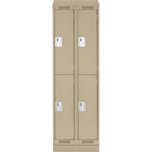 Clean Line Lockers, 2 -tier, Bank of 2, 24" x 18" x 82", Steel, Beige, Rivet (Assembled) Infinity Industrial Services Inc.