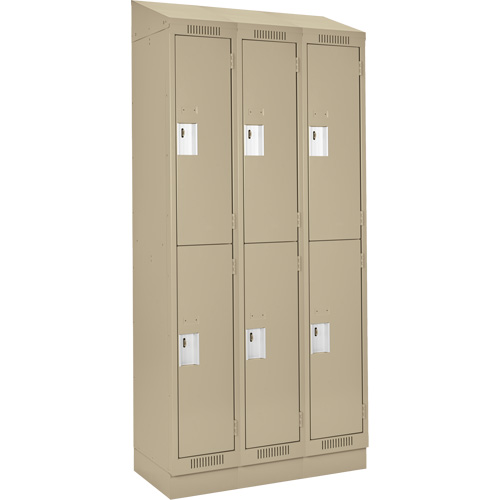 Clean Line Lockers, 2 -tier, Bank of 3, 36" x 18" x 82", Steel, Beige, Rivet (Assembled) Infinity Industrial Services Inc.