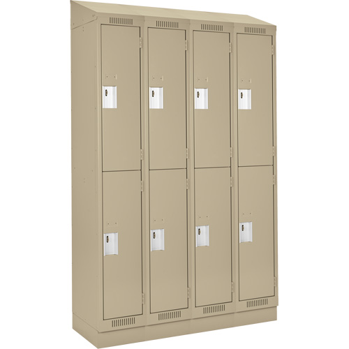 Clean Line Lockers, 2 -tier, Bank of 4, 48" x 18" x 82", Steel, Beige, Rivet (Assembled) Infinity Industrial Services Inc.