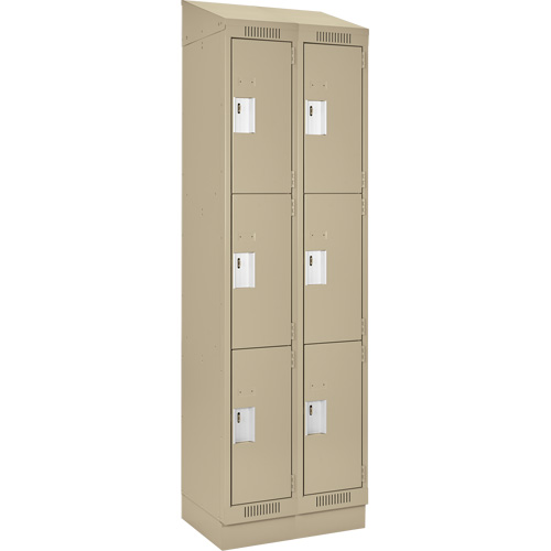 Clean Line Lockers, 3 -tier, Bank of 2, 24" x 18" x 82", Steel, Beige, Rivet (Assembled) Infinity Industrial Services Inc.