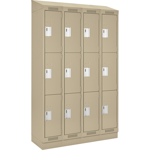 Clean Line Lockers, 3 -tier, Bank of 4, 48" x 18" x 82", Steel, Beige, Rivet (Assembled) Infinity Industrial Services Inc.