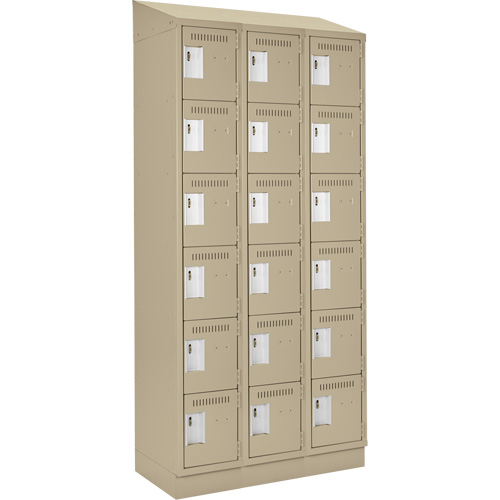 Clean Line Lockerette , 6 -tier, Bank of 3, 36" x 18" x 82", Steel, Beige, Rivet (Assembled) Infinity Industrial Services Inc.