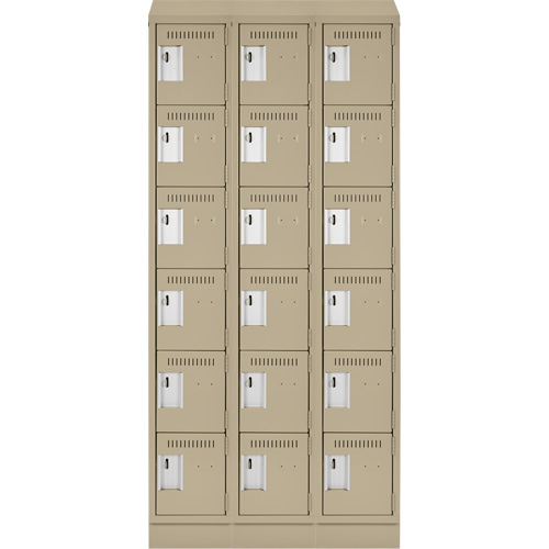 Clean Line Lockerette , 6 -tier, Bank of 3, 36" x 18" x 82", Steel, Beige, Rivet (Assembled) Infinity Industrial Services Inc.
