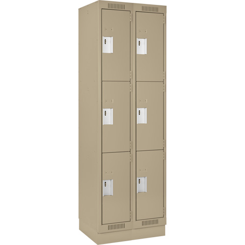 Clean Line Lockers, 3 -tier, Bank of 2, 24" x 18" x 76", Steel, Beige, Rivet (Assembled) Infinity Industrial Services Inc.