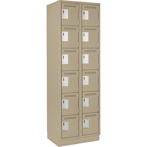 Clean Line Lockerette, 6 -tier, Bank of 2, 24" x 18" x 76", Steel, Beige, Rivet (Assembled) Infinity Industrial Services Inc.