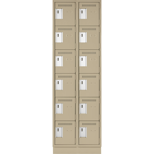 Clean Line Lockerette, 6 -tier, Bank of 2, 24" x 18" x 76", Steel, Beige, Rivet (Assembled) Infinity Industrial Services Inc.