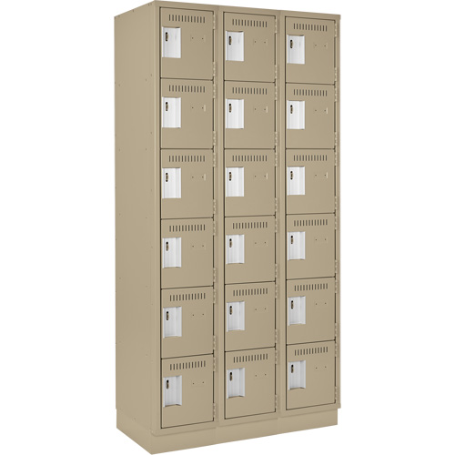 Clean Line Lockerette, 6 -tier, Bank of 3, 36" x 18" x 76", Steel, Beige, Rivet (Assembled) Infinity Industrial Services Inc.