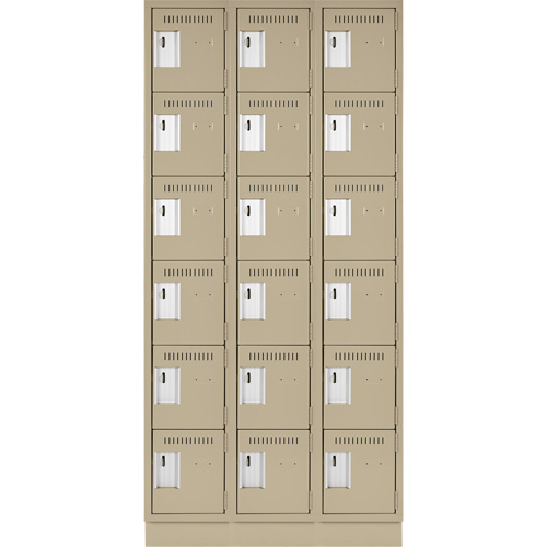 Clean Line Lockerette, 6 -tier, Bank of 3, 36" x 18" x 76", Steel, Beige, Rivet (Assembled) Infinity Industrial Services Inc.