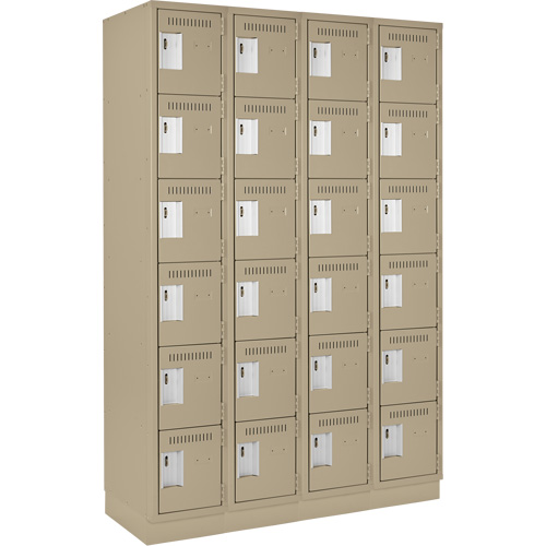 Petits casiers Clean Line, 6 niveaux, Bloc de 4, 48" x 18" x 76", Acier, Beige, Rivet (assembl&eacute;) Infinity Industrial Services Inc.