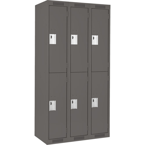 Clean Line Lockers, 2 -tier, Bank of 3, 36" x 18" x 72", Steel, Charcoal, Rivet (Assembled) Infinity Industrial Services Inc.