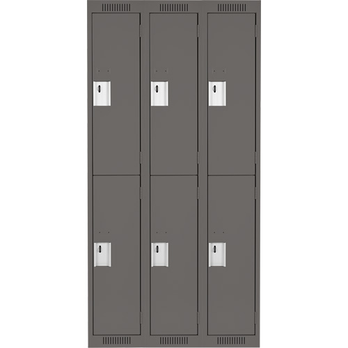 Clean Line Lockers, 2 -tier, Bank of 3, 36" x 18" x 72", Steel, Charcoal, Rivet (Assembled) Infinity Industrial Services Inc.