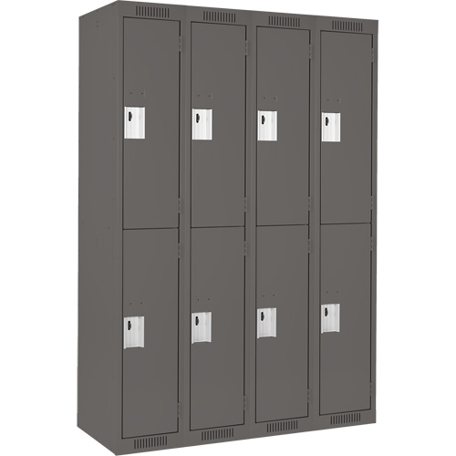 Clean Line Lockers, 2 -tier, Bank of 4, 48" x 18" x 72", Steel, Charcoal, Rivet (Assembled) Infinity Industrial Services Inc.