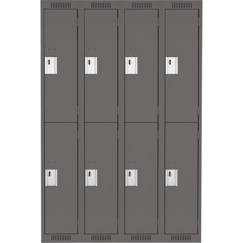 Clean Line Lockers, 2 -tier, Bank of 4, 48" x 18" x 72", Steel, Charcoal, Rivet (Assembled) Infinity Industrial Services Inc.