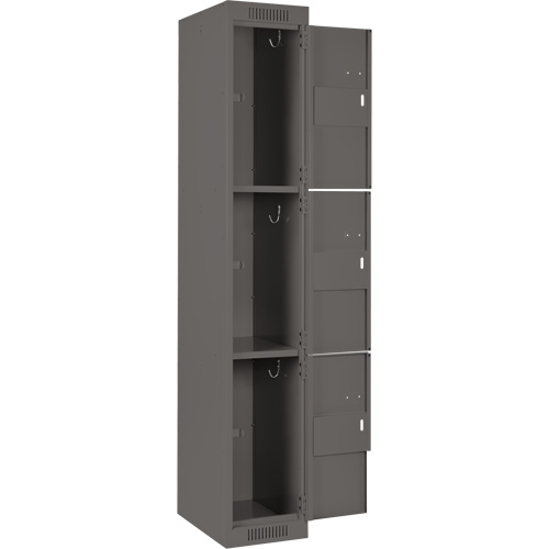Clean Line Lockers, 3 -tier, Bank of 4, 48" x 18" x 72", Steel, Charcoal, Rivet (Assembled) Infinity Industrial Services Inc.