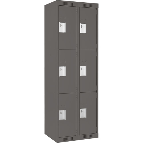 Clean Line Lockers, 3 -tier, Bank of 2, 24" x 18" x 72", Steel, Charcoal, Rivet (Assembled) Infinity Industrial Services Inc.