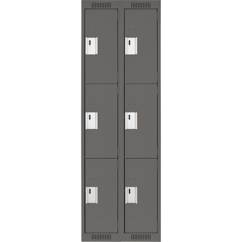 Clean Line Lockers, 3 -tier, Bank of 2, 24" x 18" x 72", Steel, Charcoal, Rivet (Assembled) Infinity Industrial Services Inc.