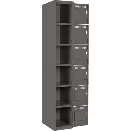 Clean Line Lockerette, 6 -tier, Bank of 2, 24" x 18" x 72", Steel, Charcoal, Rivet (Assembled) Infinity Industrial Services Inc.