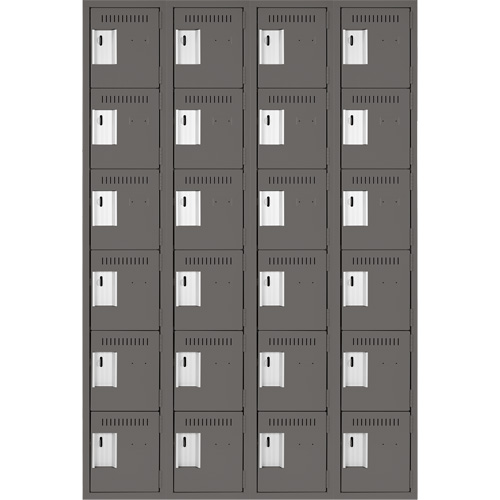 Clean Line Lockerette, 6 -tier, Bank of 4, 48" x 18" x 72", Steel, Charcoal, Rivet (Assembled) Infinity Industrial Services Inc.
